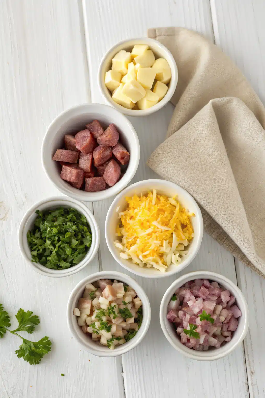 Sausage Egg Casserole beautifully presented from an overhead angle