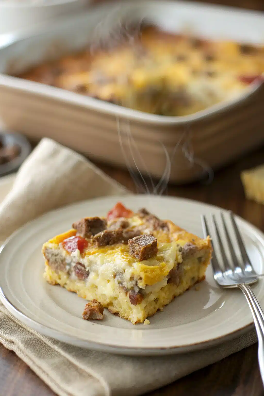 Sausage Egg Casserole ingredients organized and measured on kitchen counter