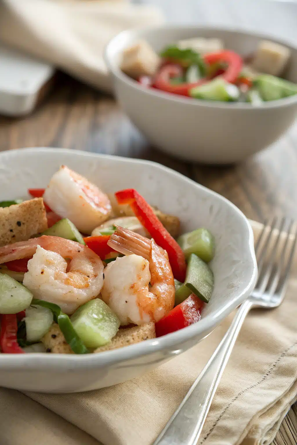 Seafood Salad ingredients organized and measured on kitchen counter
