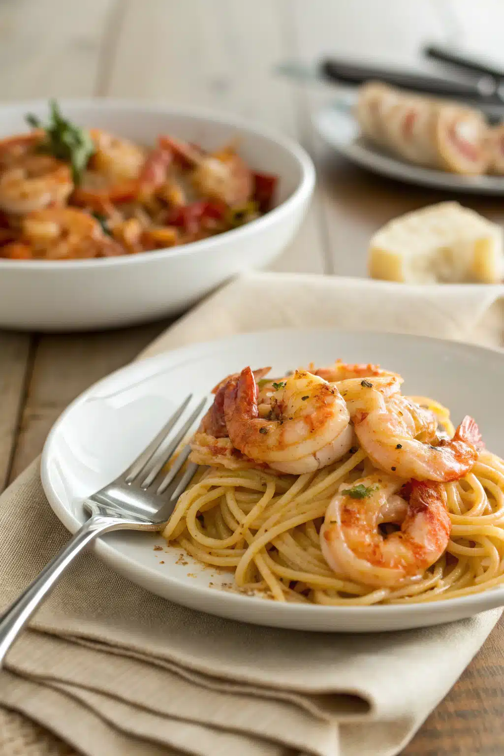 Shrimp Scampi ingredients organized and measured on kitchen counter