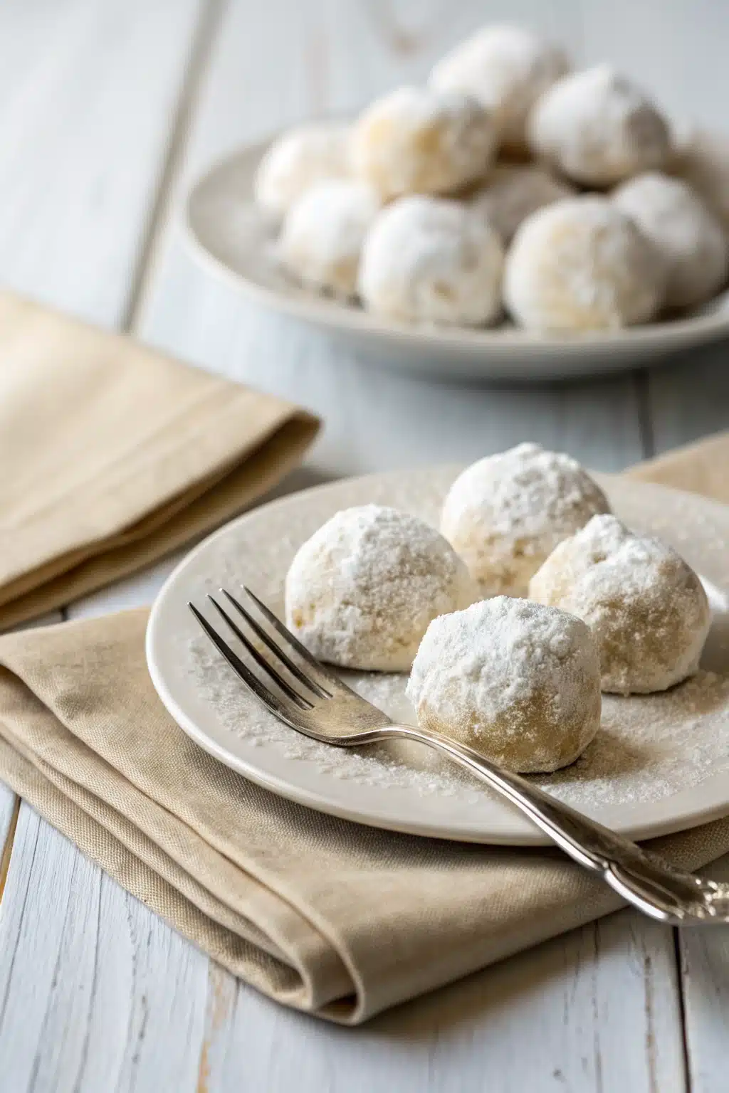 Snowball Cookies ingredients organized and measured on kitchen counter