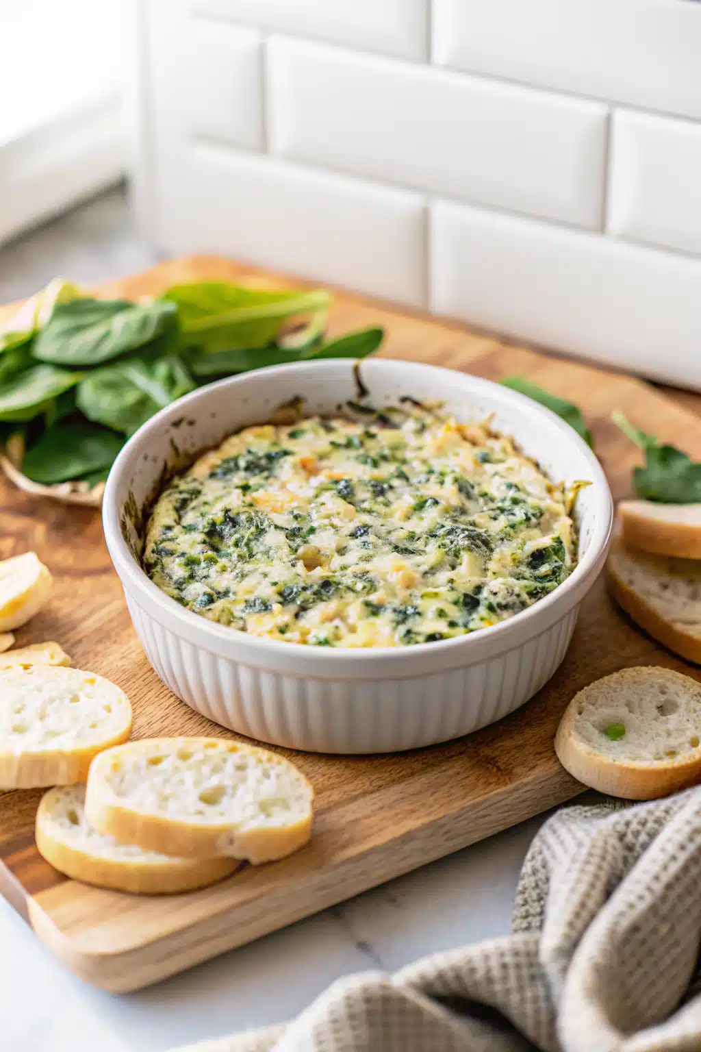 Spinach Artichoke Dip ingredients organized and measured on kitchen counter