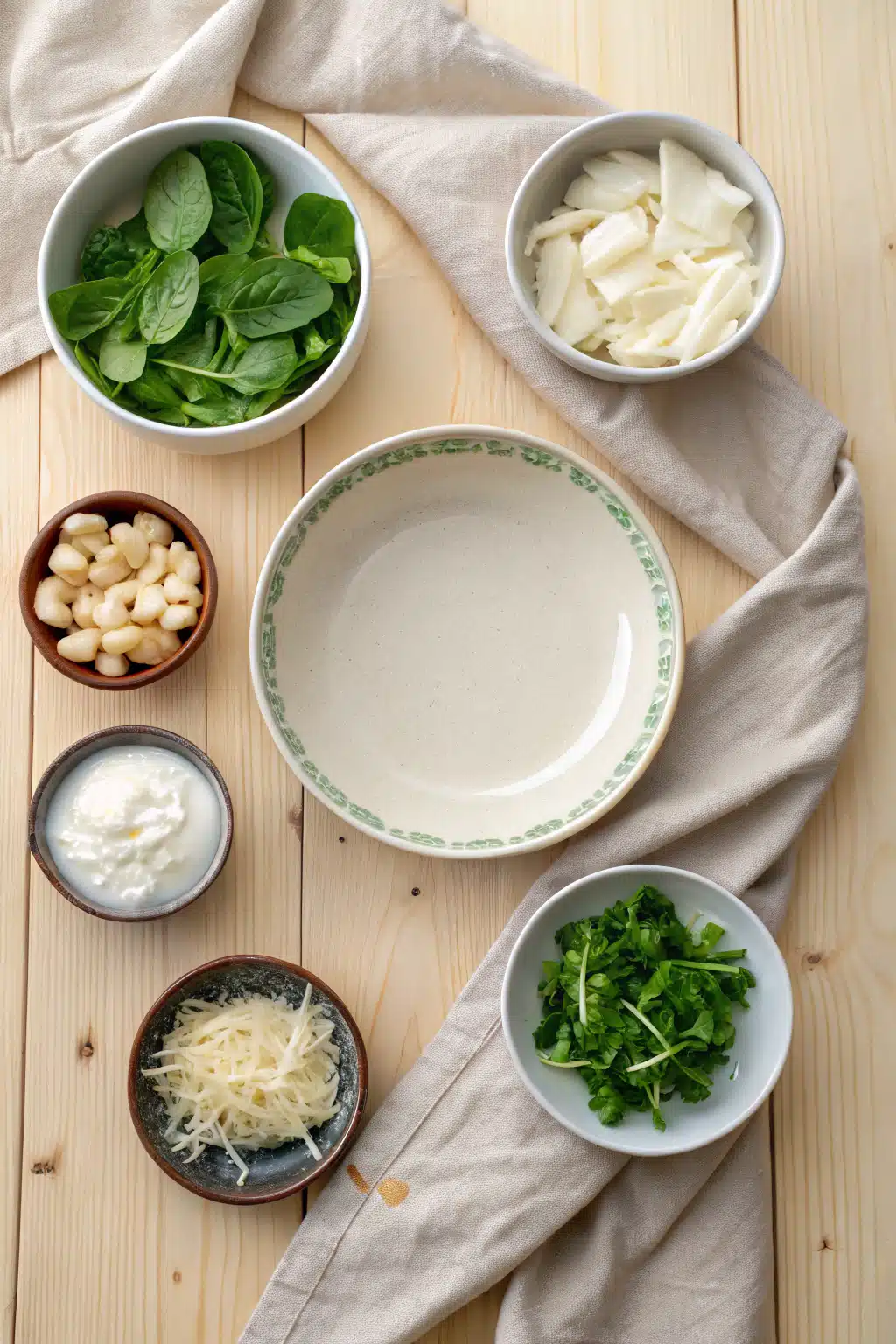 Spinach Dip beautifully presented from an overhead angle