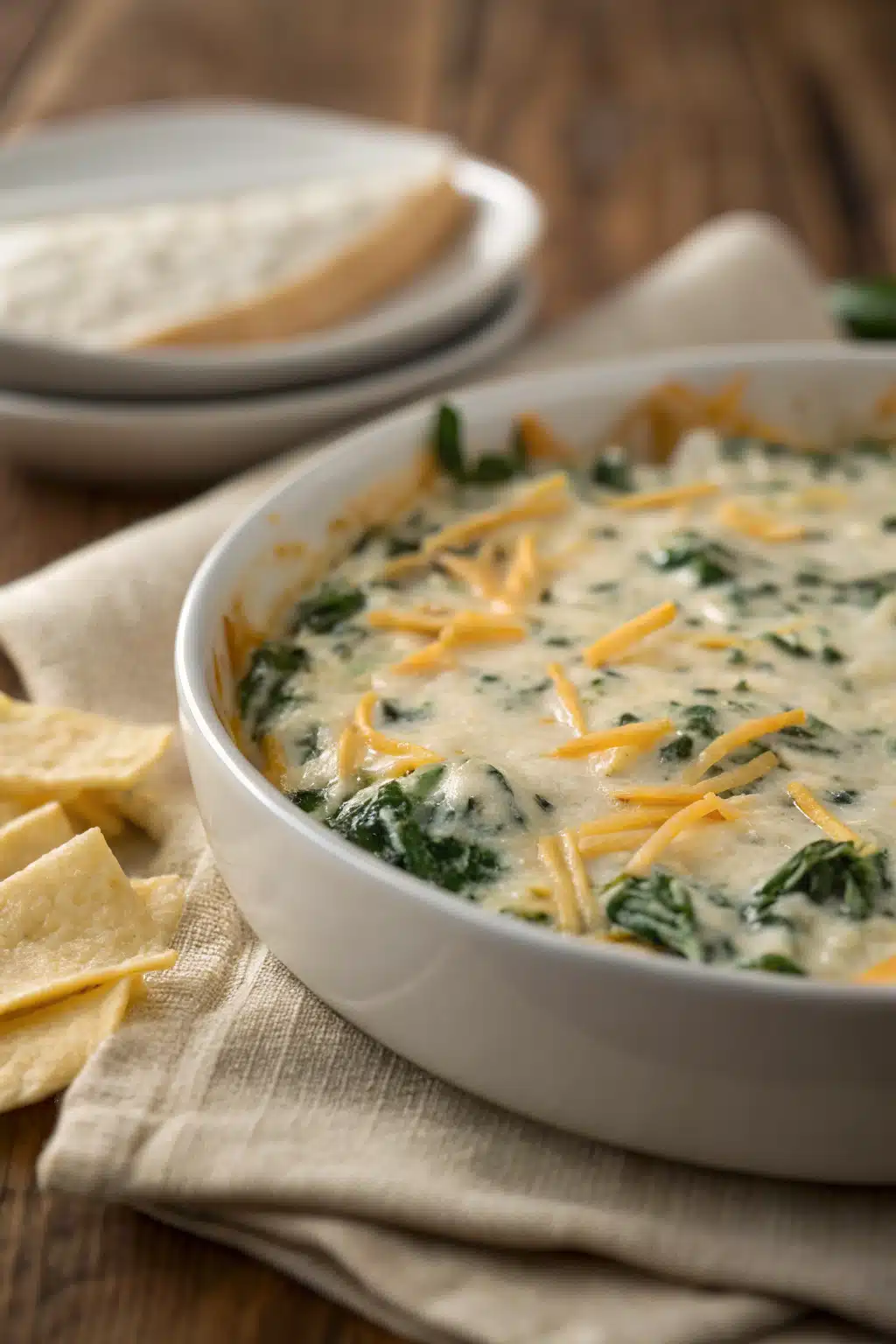 Spinach Dip slice on plate showing perfect texture and swirl pattern