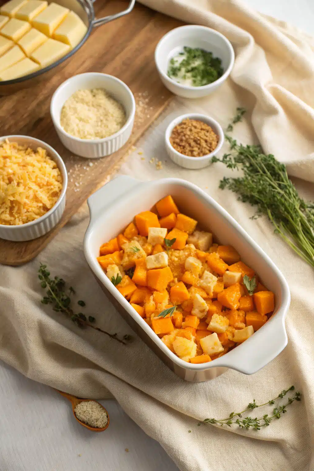 Squash Casserole Recipe beautifully presented from an overhead angle