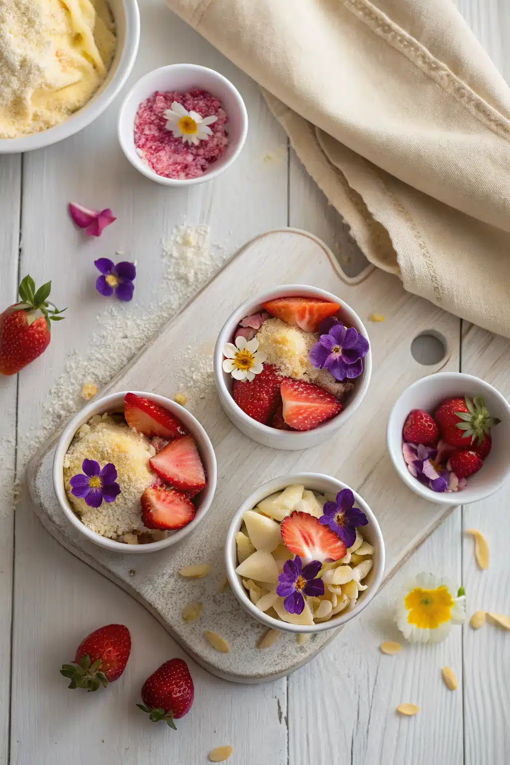 Strawberry Lasagna beautifully presented from an overhead angle