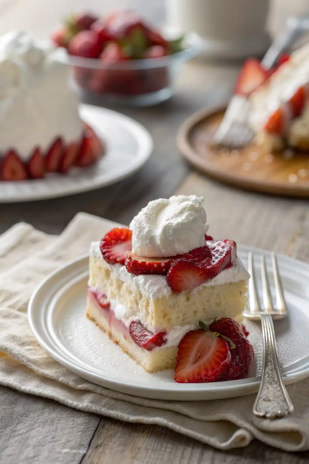 Strawberry Shortcake ingredients organized and measured on kitchen counter