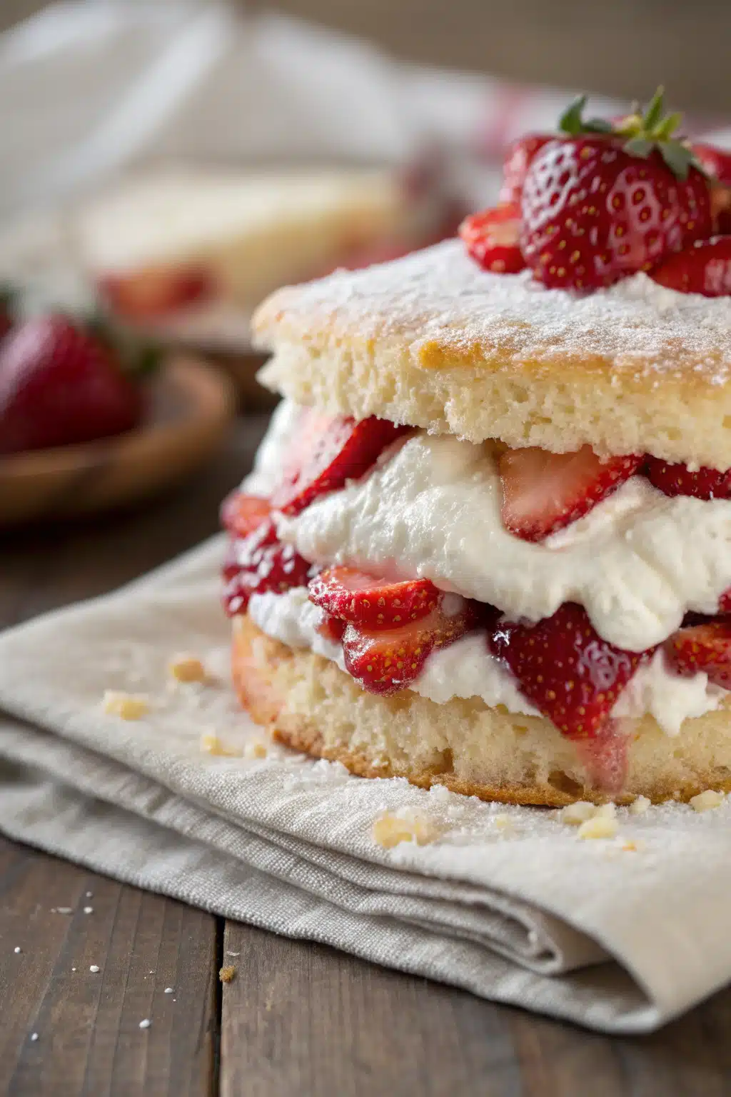 Strawberry Shortcake slice on plate showing perfect texture and swirl pattern