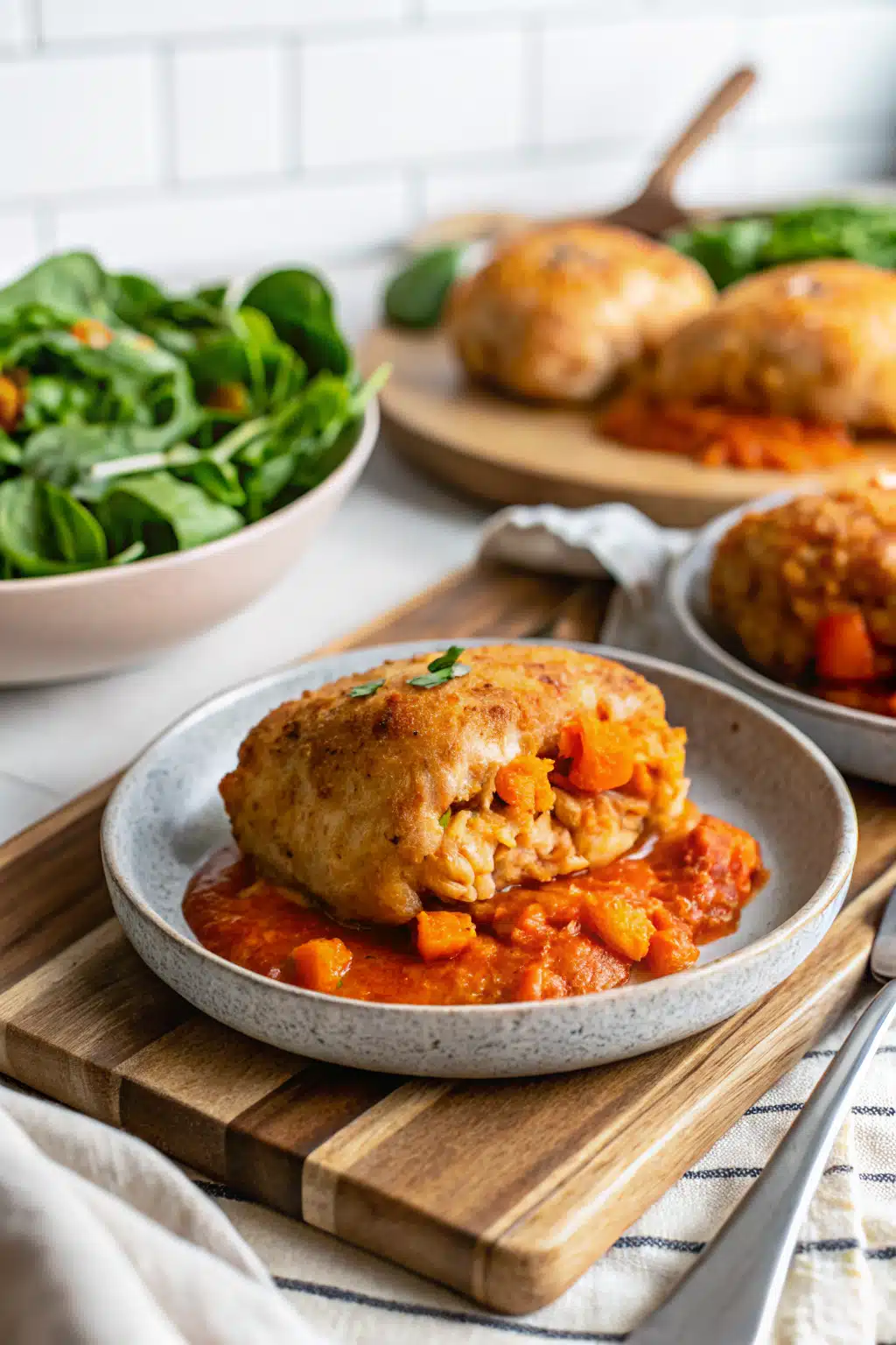 Stuffed Buffalo Chicken Breasts ingredients organized and measured on kitchen counter