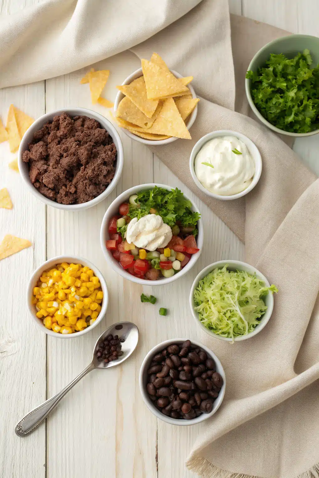 Taco Soup Recipe beautifully presented from an overhead angle