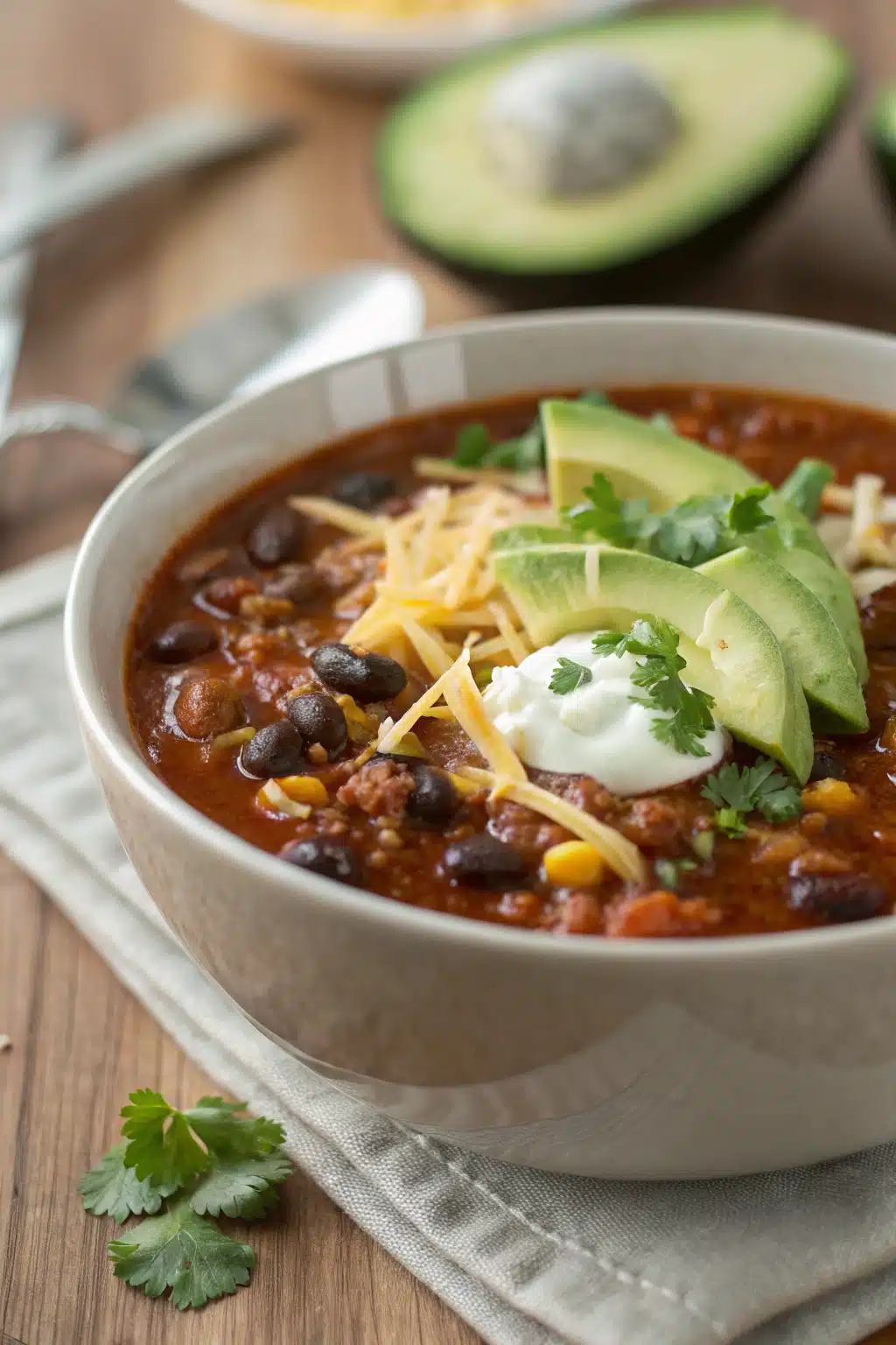 Taco Soup Recipe slice on plate showing perfect texture and swirl pattern