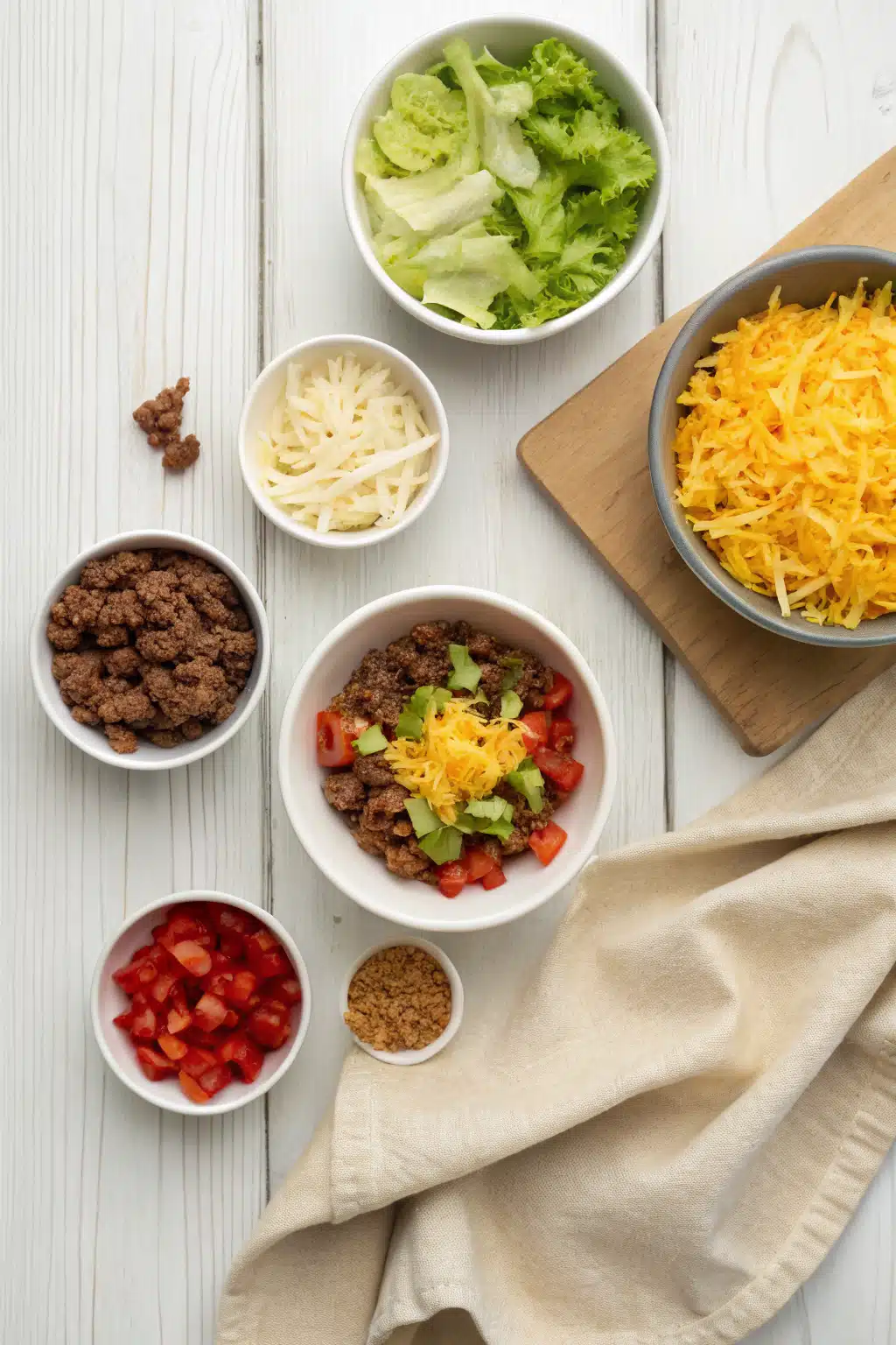 Taco Spaghetti beautifully presented from an overhead angle