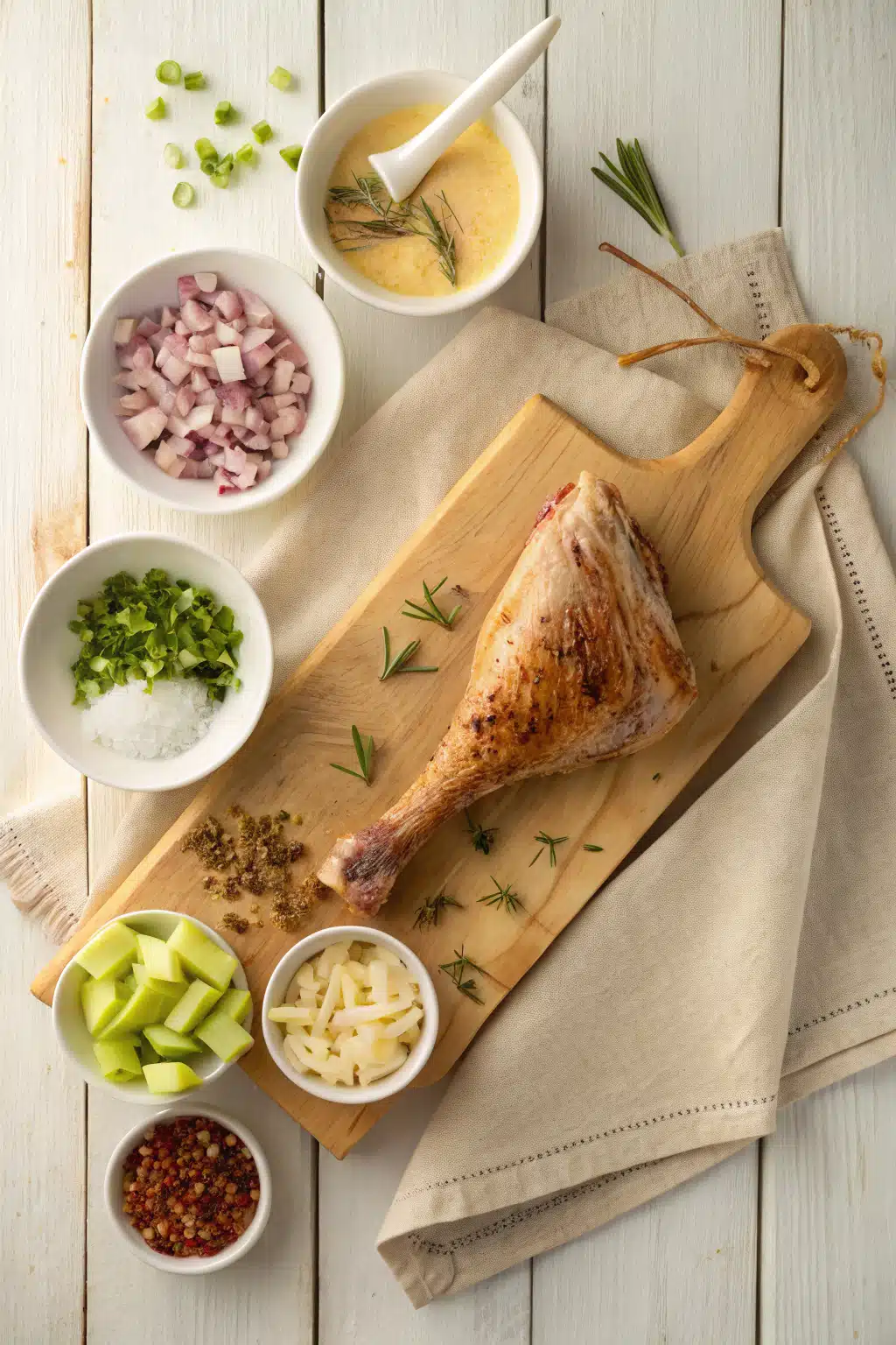 Grilled Thanksgiving Turkey beautifully presented from an overhead angle