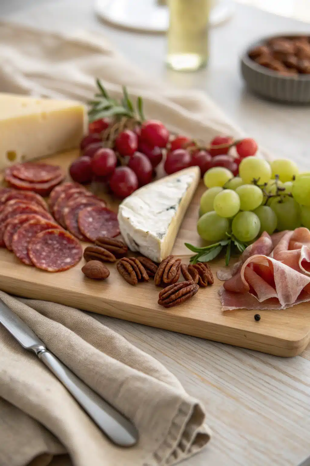 Thanksgiving Charcuterie Board ingredients organized and measured on kitchen counter