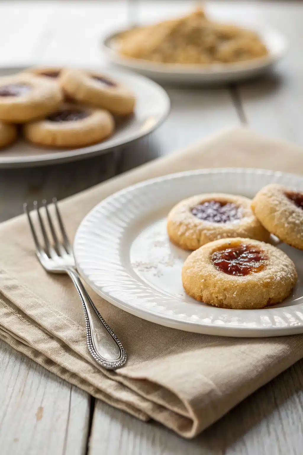 Thumbprint Cookies ingredients organized and measured on kitchen counter