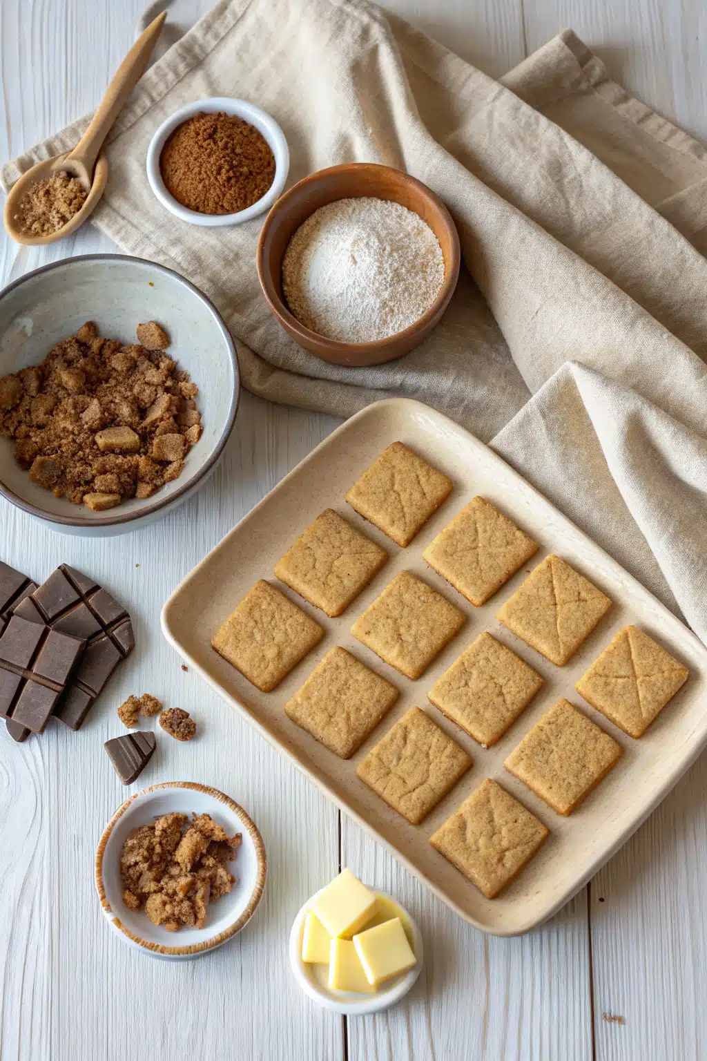 Toffee Butter Icebox Cookies beautifully presented from an overhead angle