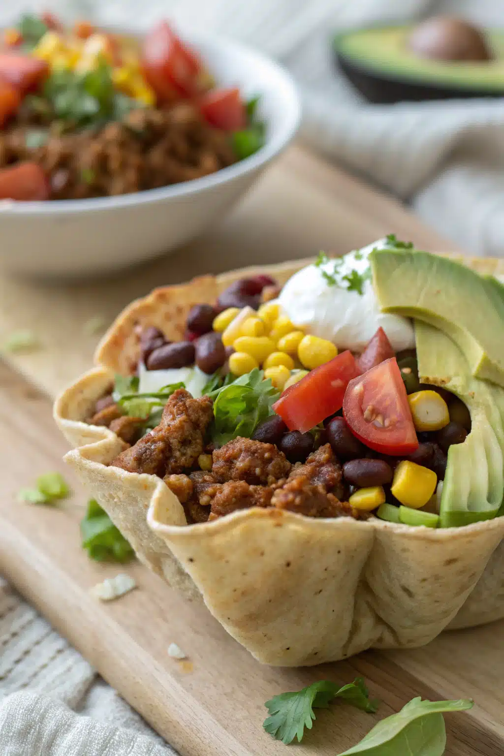 Turkey Taco Burrito Bowls slice on plate showing perfect texture and swirl pattern