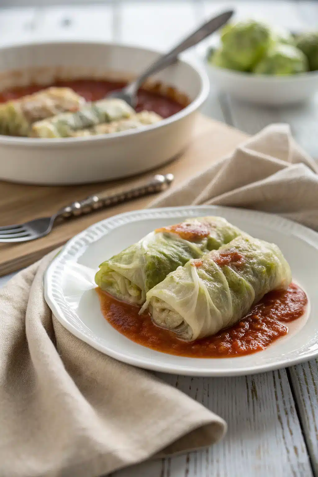 Stuffed Cabbage Rolls ingredients organized and measured on kitchen counter