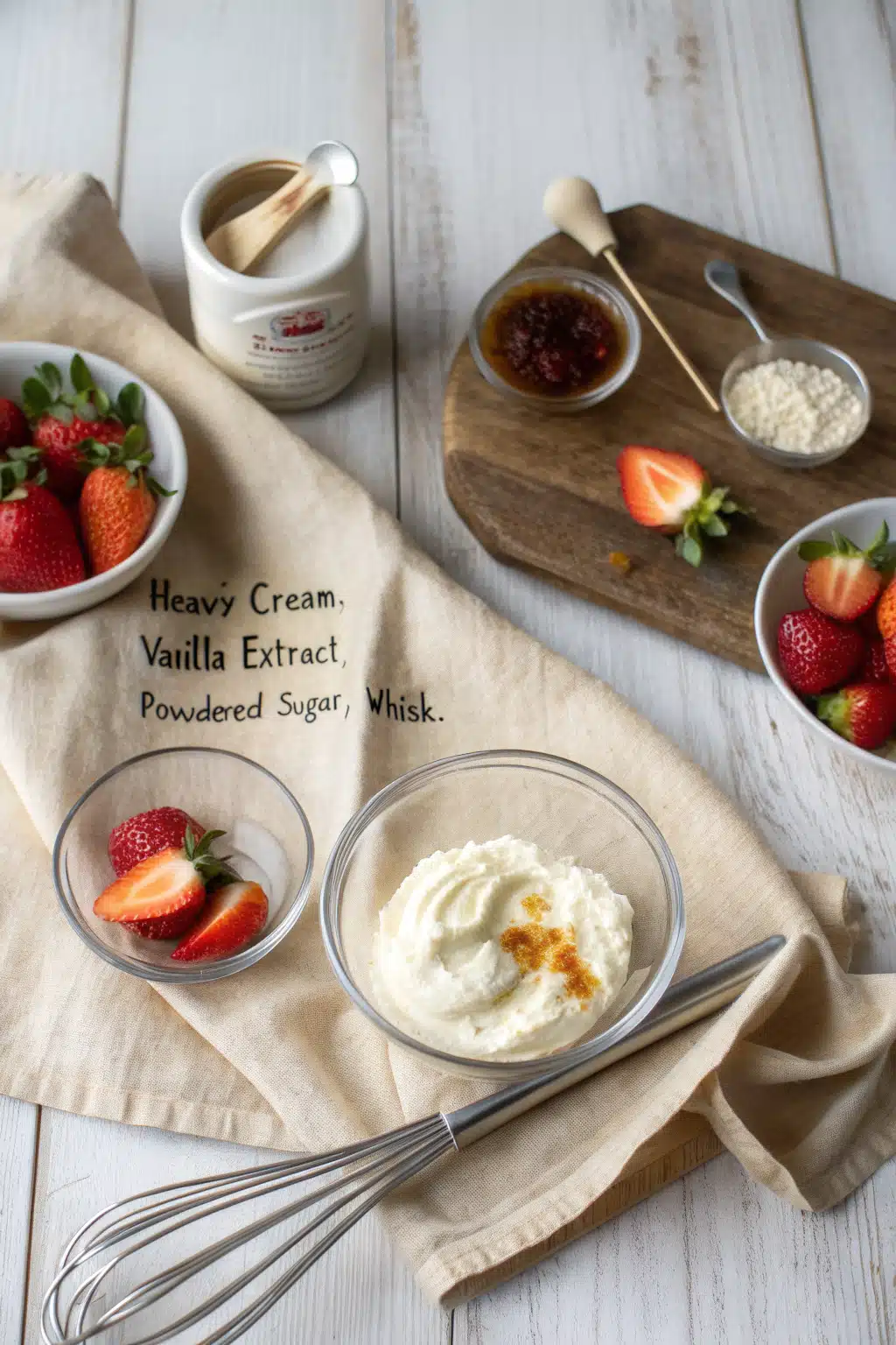 Whipped Cream beautifully presented from an overhead angle