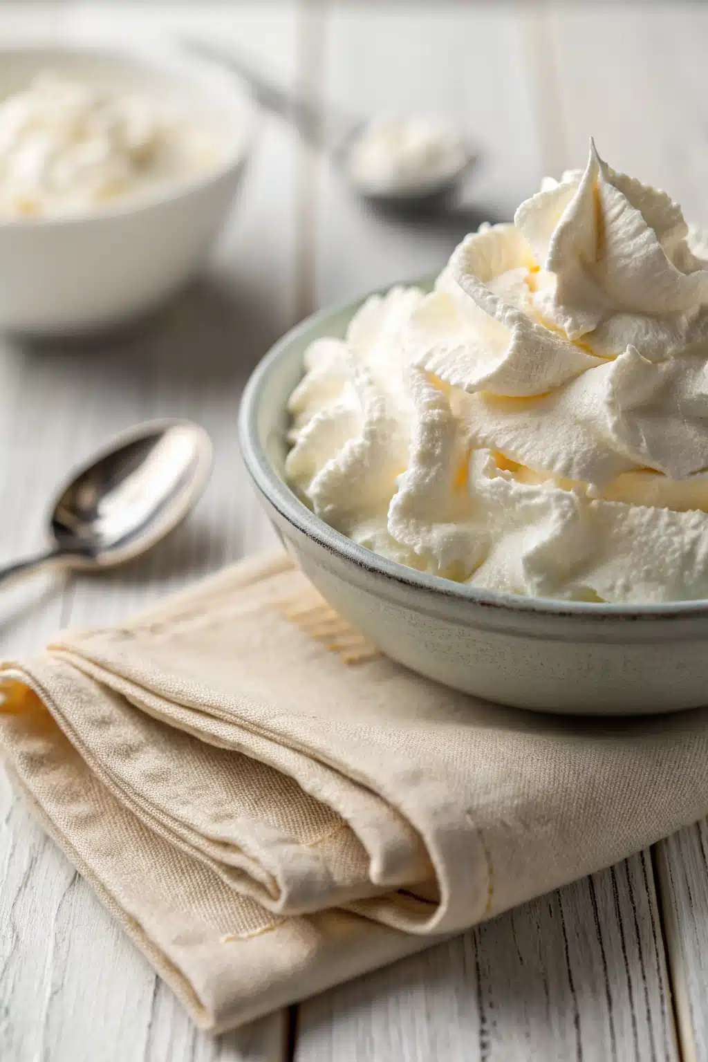 Whipped Cream slice on plate showing perfect texture and swirl pattern
