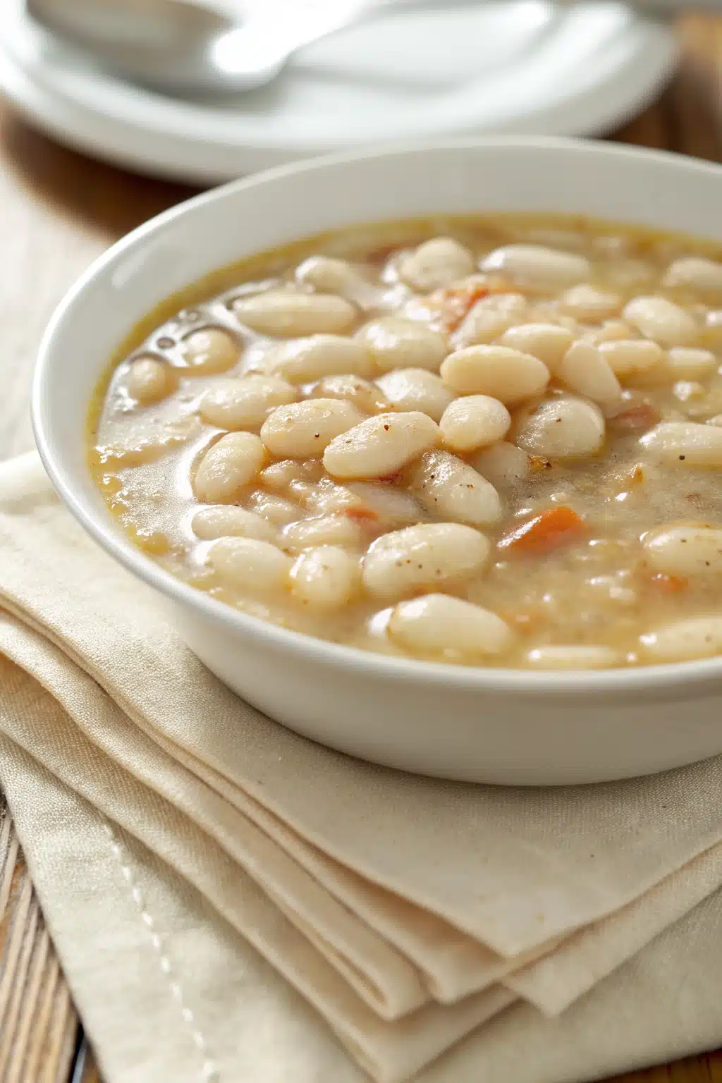 White Bean Soup slice on plate showing perfect texture and swirl pattern