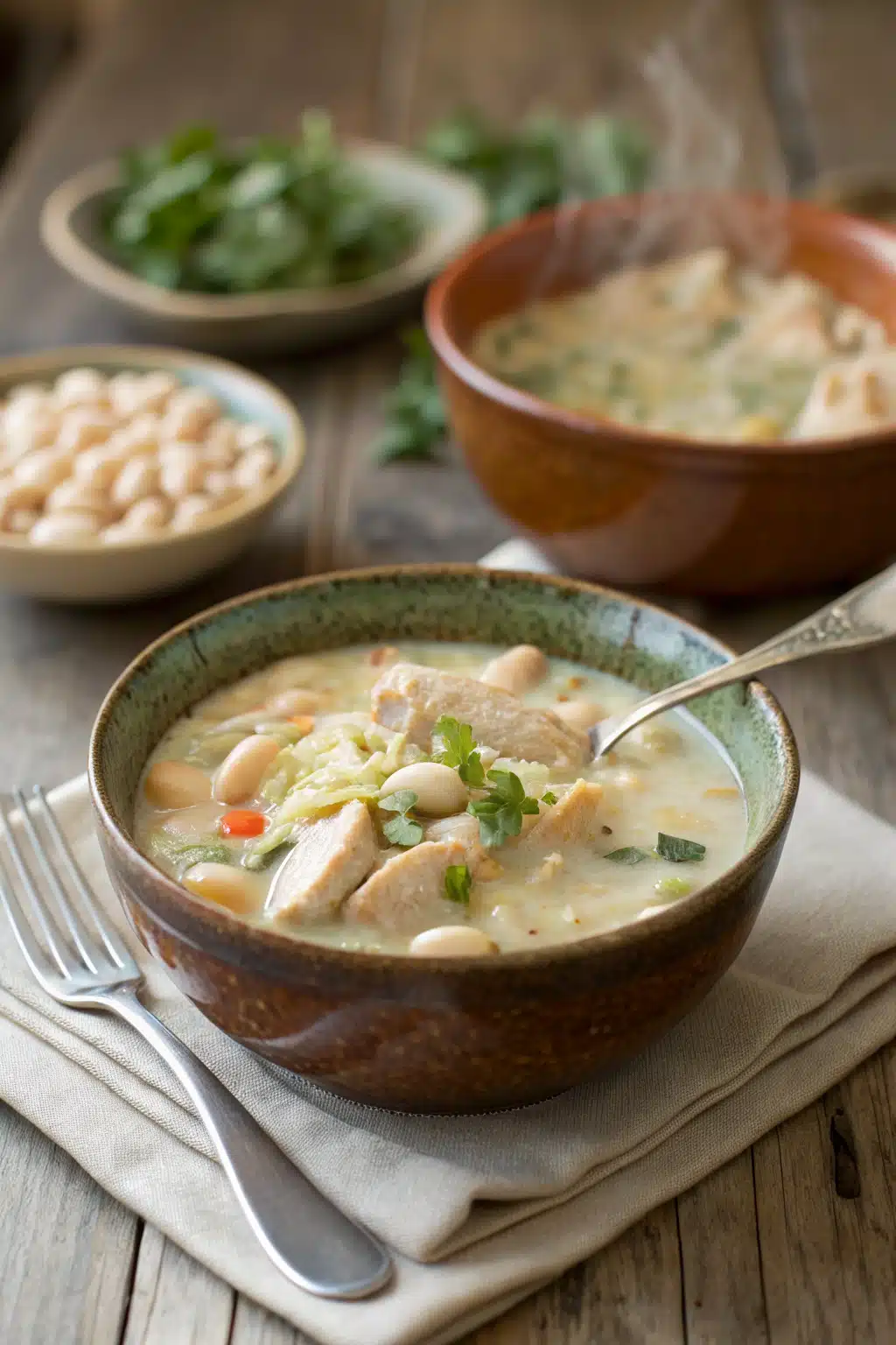 White Chicken Chili ingredients organized and measured on kitchen counter