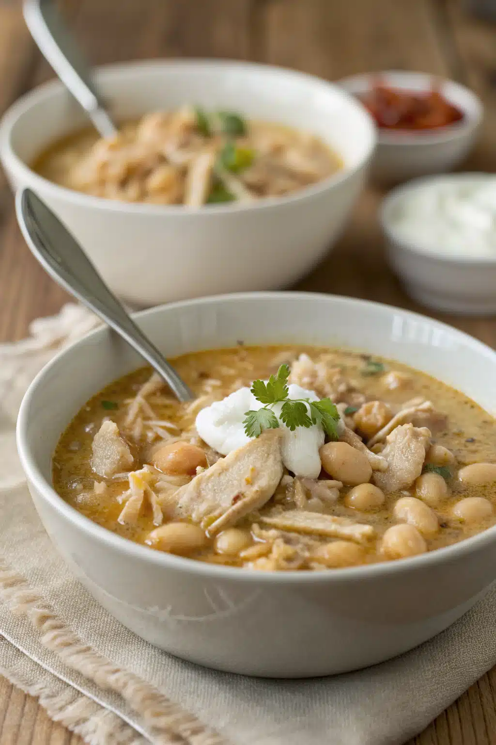 White Chicken Chili ingredients organized and measured on kitchen counter