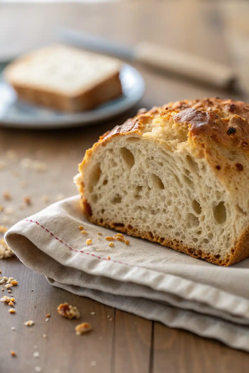 Beer Bread Recipe slice on plate showing perfect texture and swirl pattern