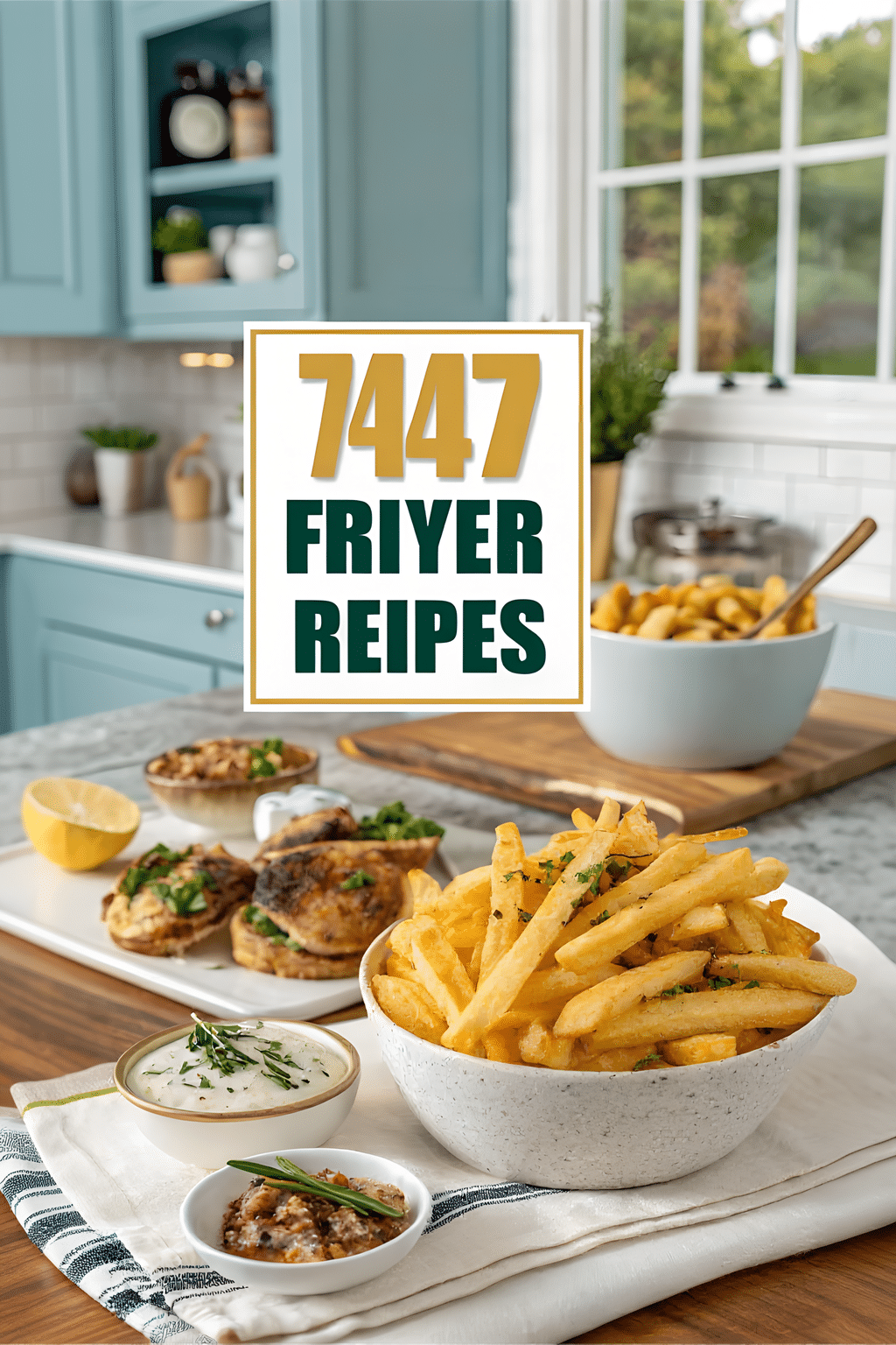 Crispy air fryer frozen french fries in a serving bowl