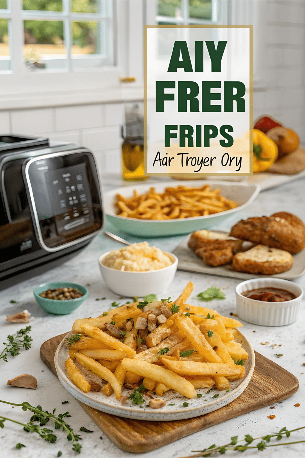 Golden crisp air fryer frozen french fries close up
