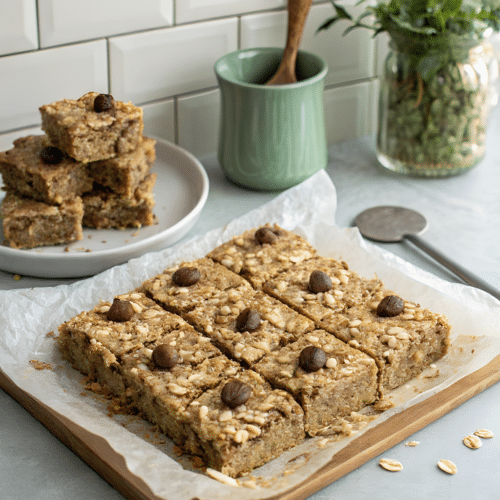 Banana Bread Baked Oatmeal Bars finished dish