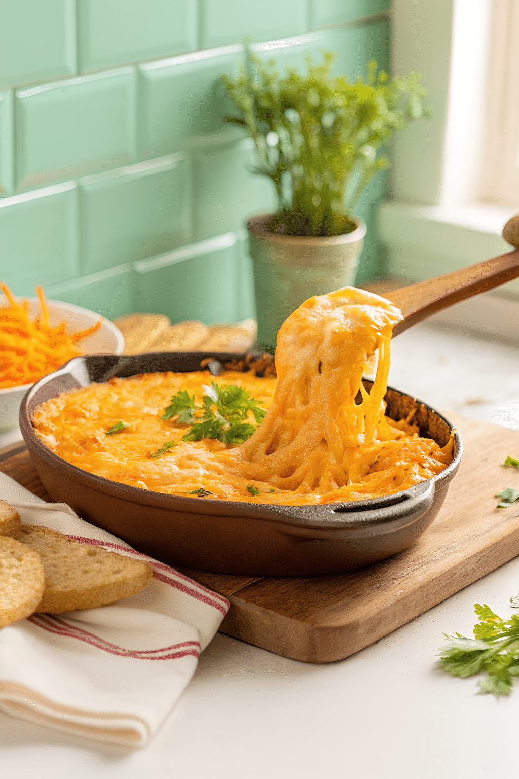 Buffalo Chicken Dip Ready in 30 Minutes finished dish