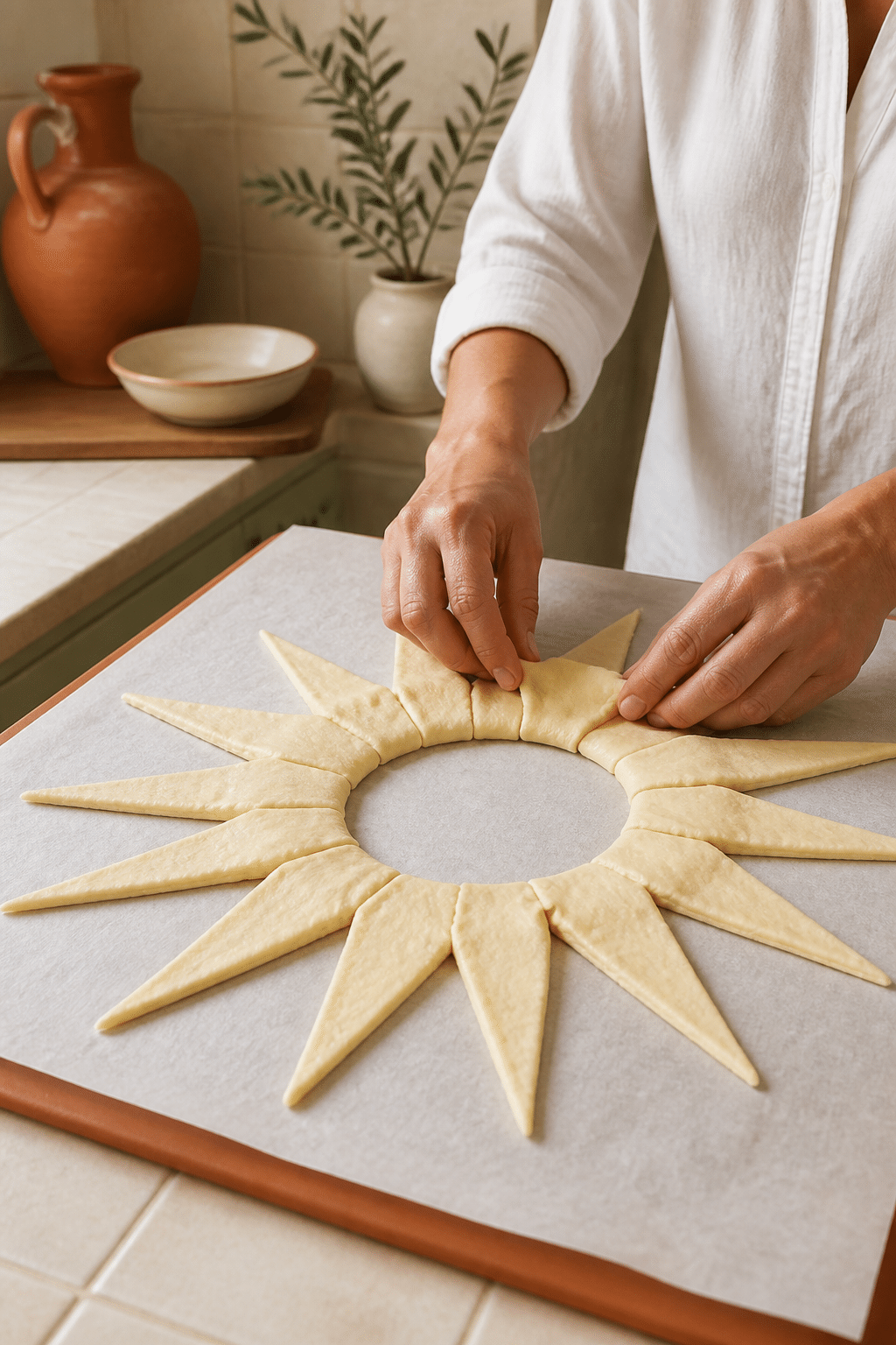 Preparing taco crescent ring in the reserved kitchen scene