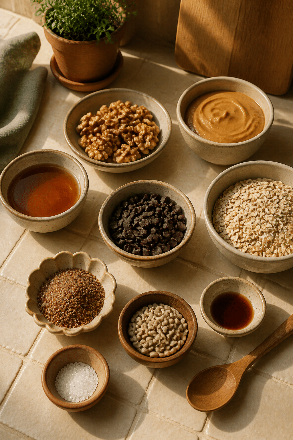 Ingredients measured for chocolate oat balls
