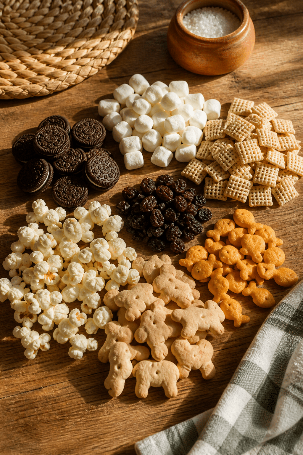 Ingredients measured for creation story trail mix