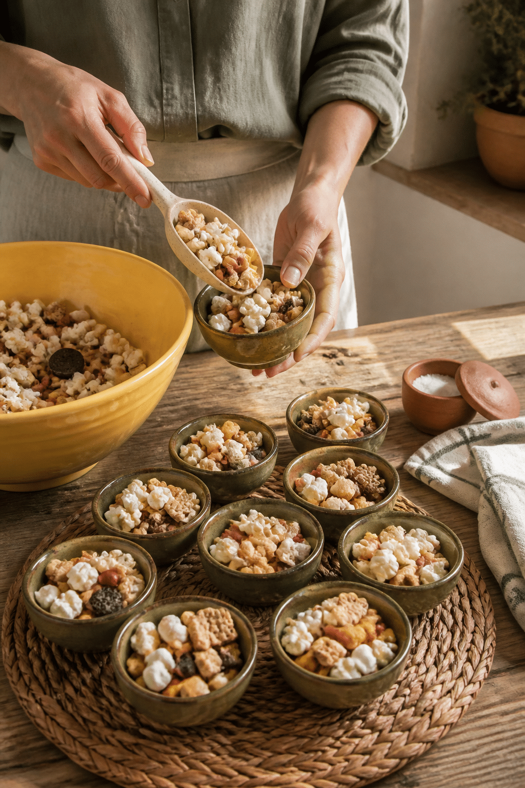 Preparing creation story trail mix in the reserved kitchen scene