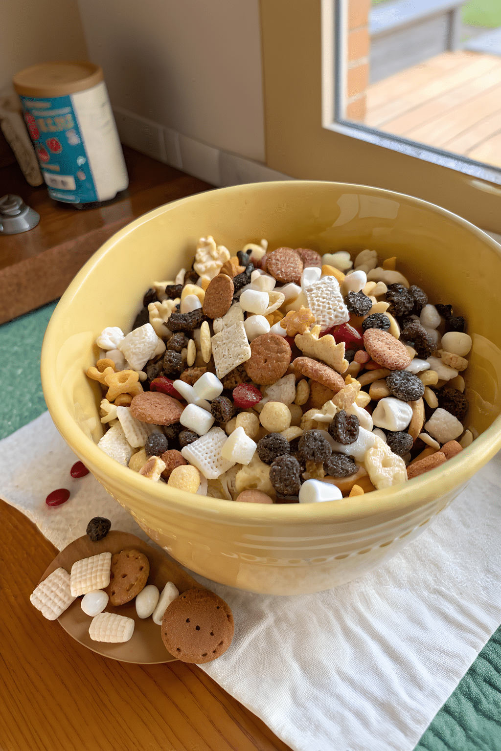 Close view of the finished creation story trail mix