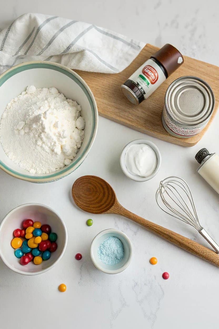 Measured ingredients for shaving cream play dough