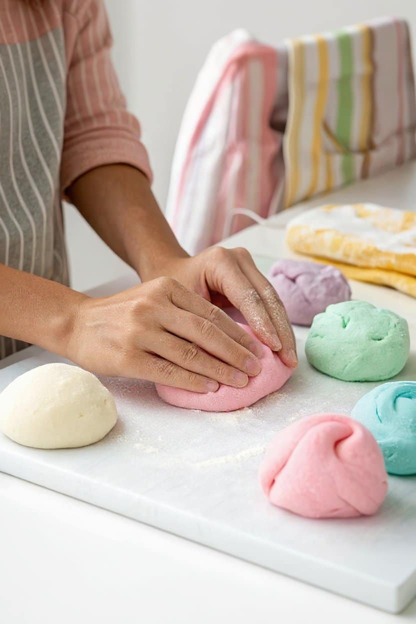 Preparation step for shaving cream play dough