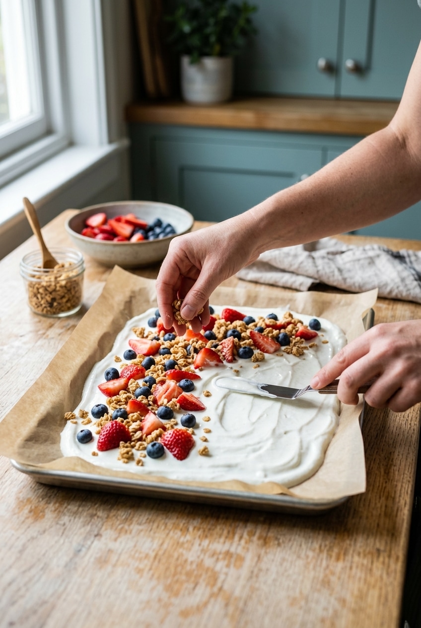 Preparing frozen yogurt bark