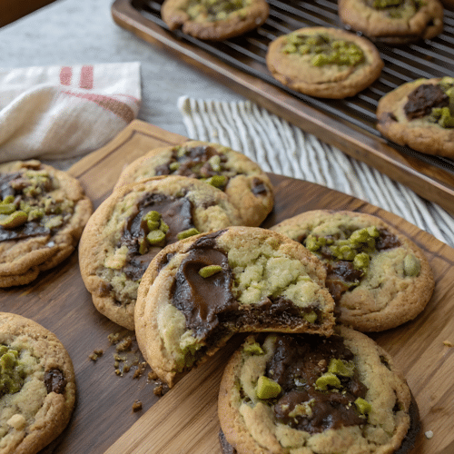 Pistachio cream chocolate chip cookies
