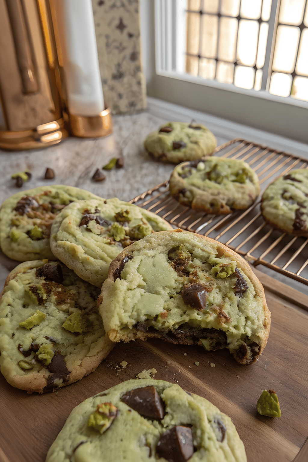 Pistachio stuffed cookie with soft center