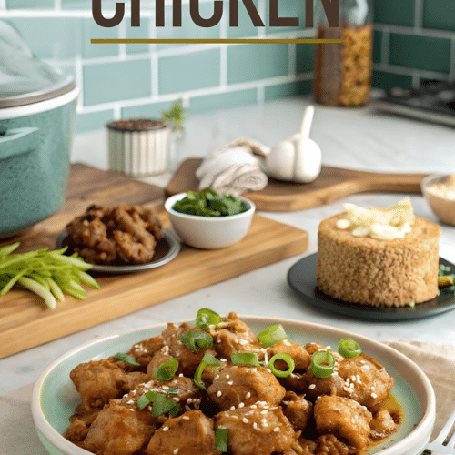 Slow cooker honey sesame chicken with green onions