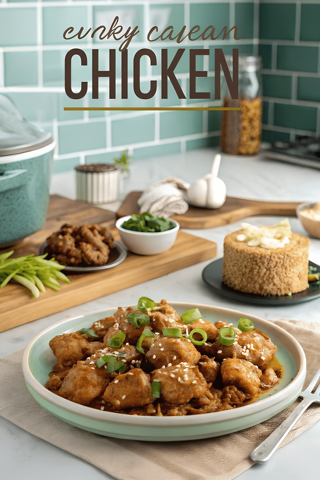 Slow cooker honey sesame chicken with green onions