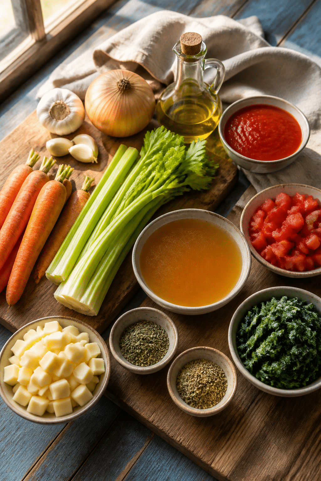 swamp soup ingredients arranged for preparation