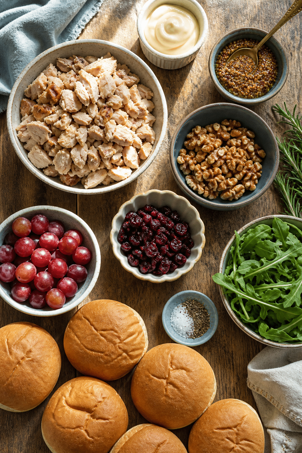 ultimate chicken salad ingredients arranged for preparation