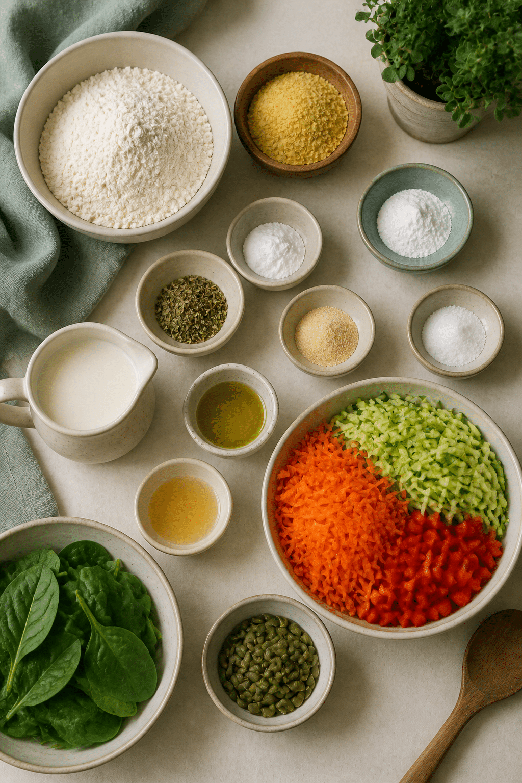 Ingredients measured for vegan savoury muffins