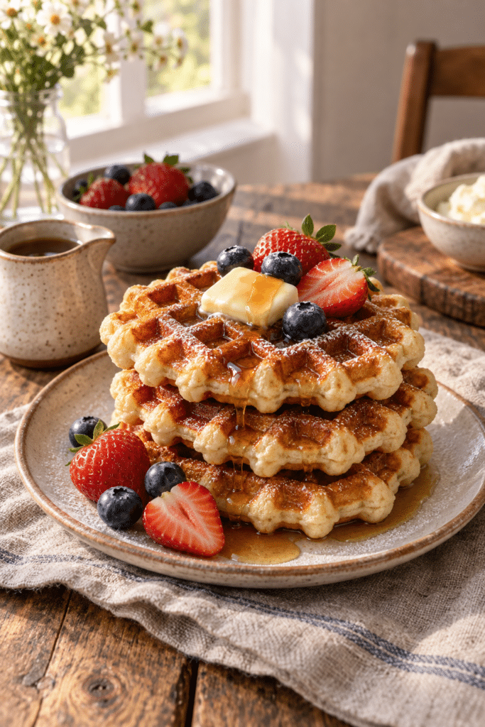 4 ingredient dutch cream waffles finished dish