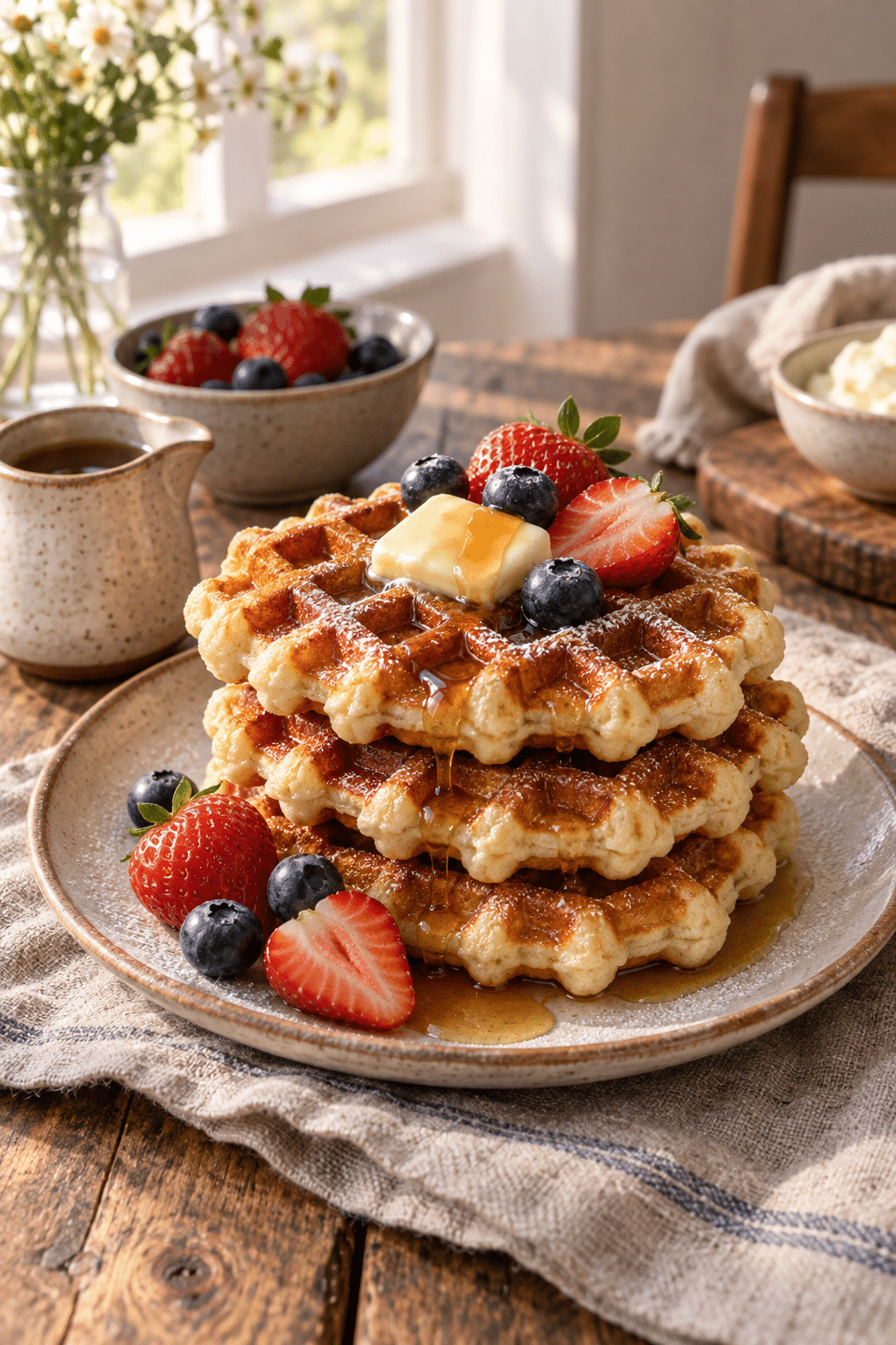 4 ingredient dutch cream waffles finished dish