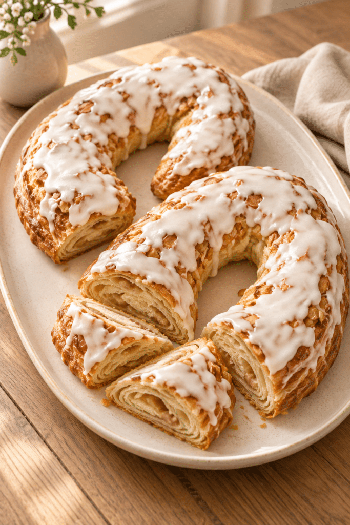 almond kringle with almond icing
